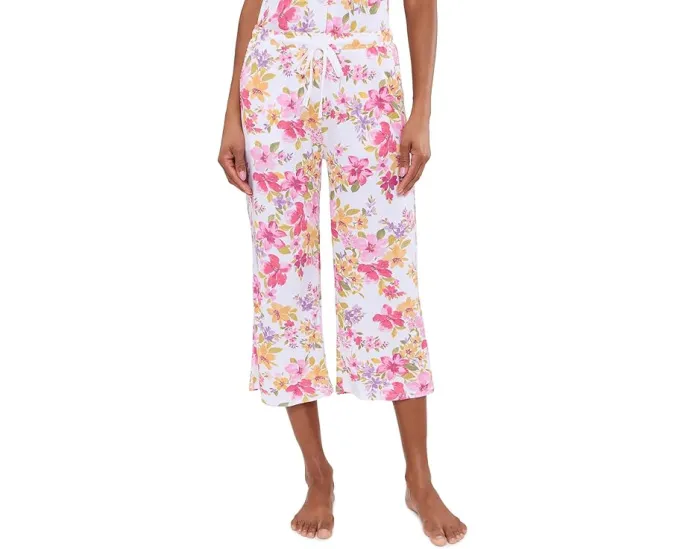 Petite Short Sleeve Notch Top & Capri Pajama Set