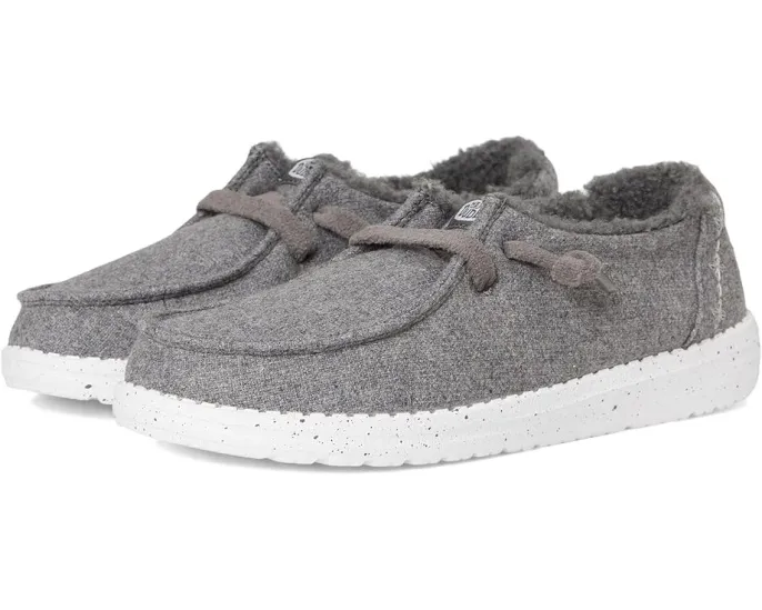 Детские лоферы Hey Dude Kids Wendy Wool Cozy из шерсти с искусственным мехом