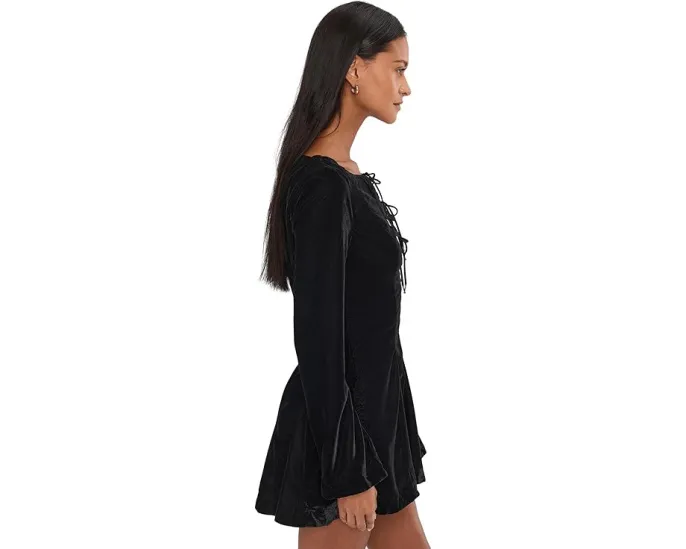 Мини-платье Free People Linney Velvet Mini из бархата с V-образным вырезом