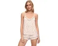 Пижамный комплект Eberjey Fiona Double V Cami & Short с узором в виде сердечек