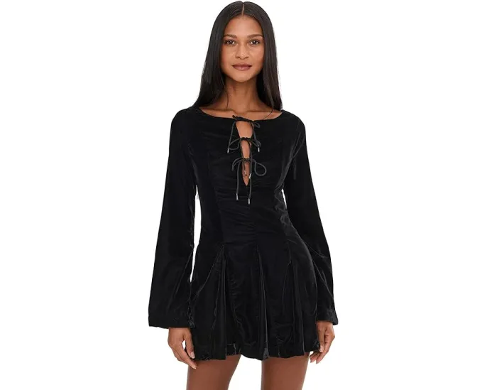 Мини-платье Free People Linney Velvet Mini из бархата с V-образным вырезом