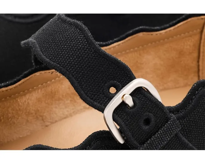 Туфли FitFlop Delicato Wave-Edge Canvas Mary Janes на клиновидном каблуке