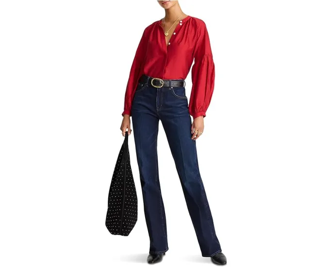 Топ Madewell Germaine с V-образным вырезом и рубашечным кроем