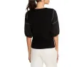Футболка Linen Sleeve Cotton с контрастными льняными рукавами NIC+ZOE