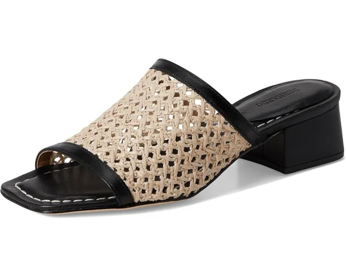 Босоножки Bernardo Jenne на каблуке с верхом из рафии и кожаной подкладкой