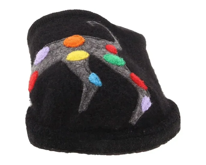 Тапочки Haflinger Jack из вареной шерсти с аппликацией собаки