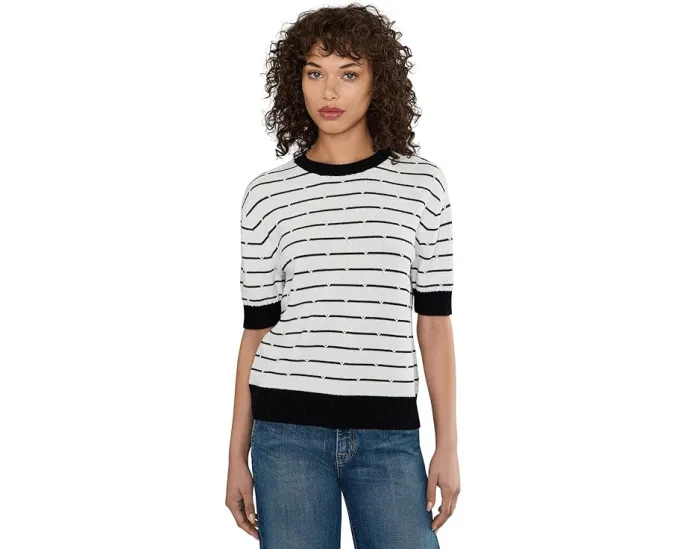 Vince Camuto свитер с круглой горловиной в полоску и фактурной вязкой
