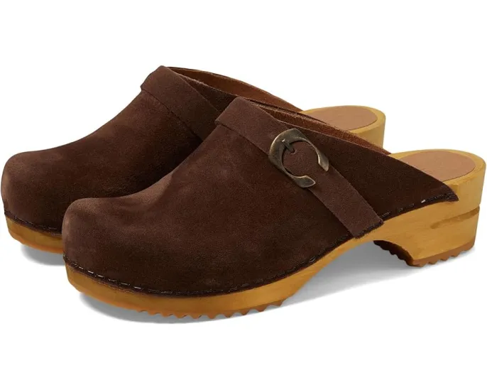 Sanita Hedi Сабо из замши на деревянной подошве с пряжкой