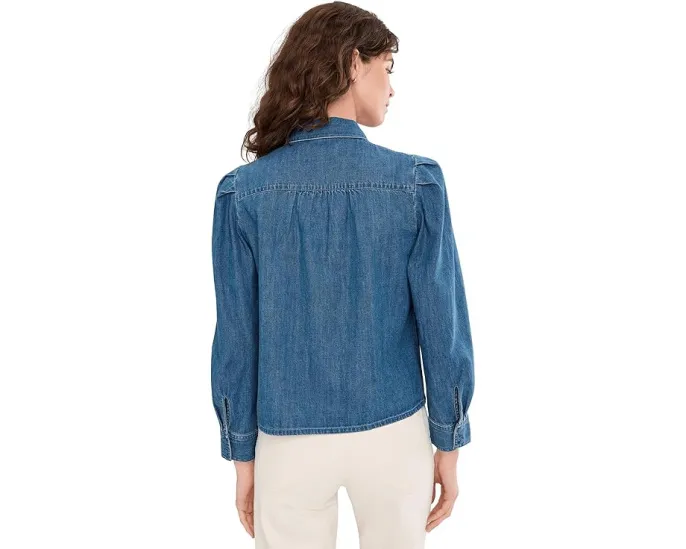 Приталенная рубашка Madewell с пышными рукавами и потертостями Petersburg Wash