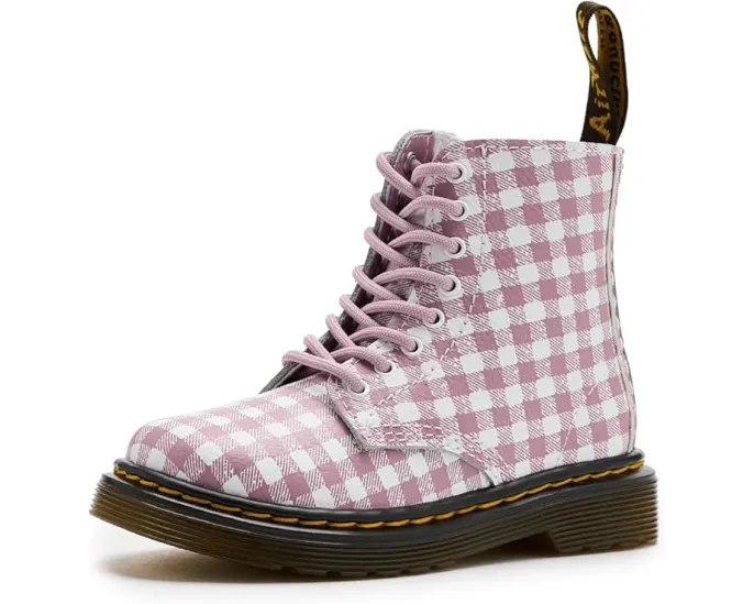 Dr. Martens 1460 Pascal детские ботинки на шнуровке с желтой строчкой и боковой молнией
