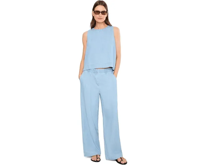 Топ Eileen Fisher из легкого денима с круглым вырезом