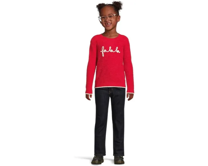 Детский свитер Barefoot Dreams CozyChic Lite Fa La La с праздничной вышивкой