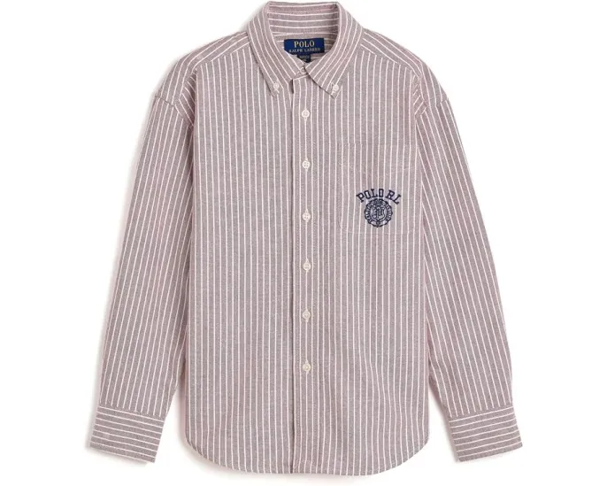 Рубашка оксфордская в полоску хлопковая для детей Polo Ralph Lauren