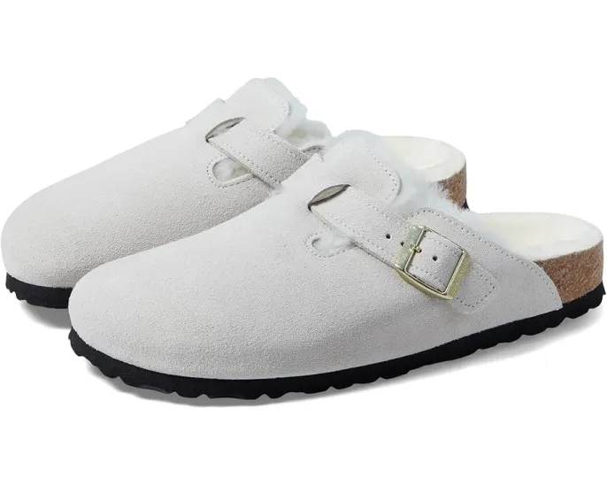 Классические сабо Boston с овчиной из мягкой замши Birkenstock