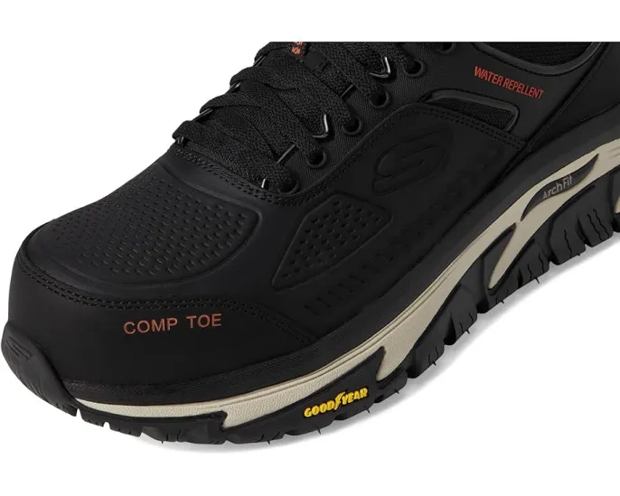 Кроссовки Skechers Arch Fit Road Walker Comp Toe черные с композитным носком