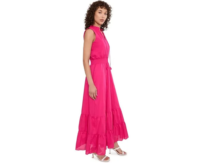 Макси платье Tie Neck Smocked Waist с завязками у горла Vince Camuto