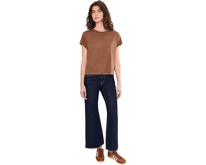 Кроп-футболка Michael Stars Grayson Cropped Crew Neck из хлопка Supima с прямым подолом