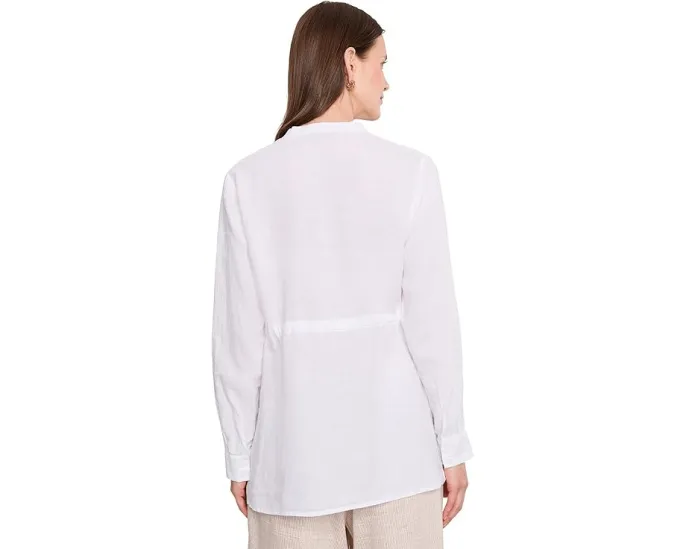 Petite Organic Handkerchief Linen Long Shirt With Drawstring