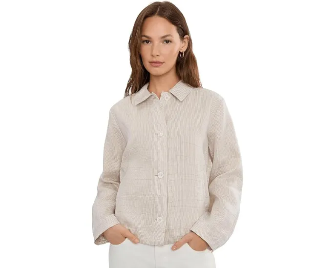 Куртка Eileen Fisher с воротником и полосками из органического льна