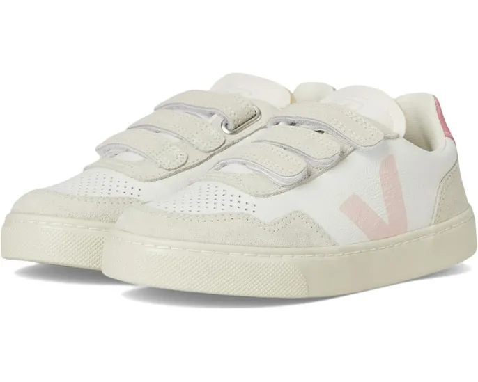Детские кроссовки VEJA Small V-90 из кожи с застежкой на липучках