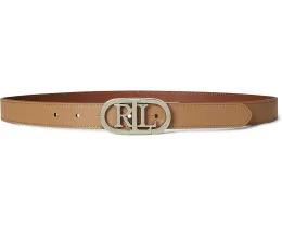 Двусторонний узкий кожаный ремень Lauren Ralph Lauren с овальной пряжкой