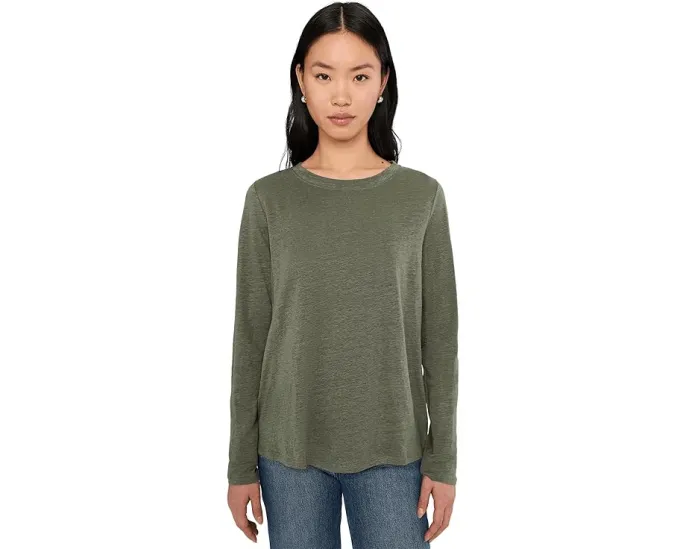 Eileen Fisher Футболка с длинным рукавом и круглым вырезом из органического льняного джерси