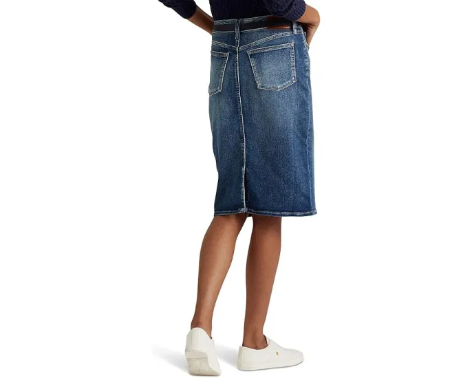 Lauren Ralph Lauren Джинсовая юбка с пятью карманами и прямым подолом