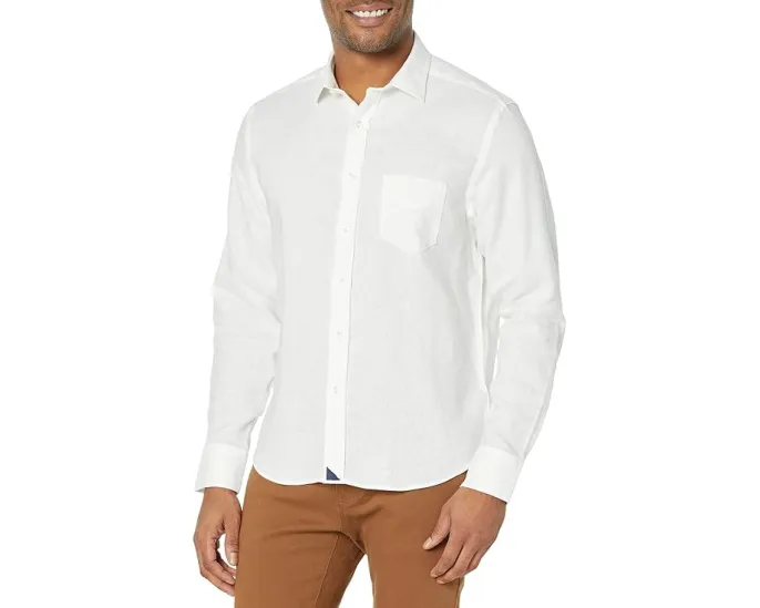 Рубашка UNTUCKit из немнущегося льна цвета Vin Santo с карманом