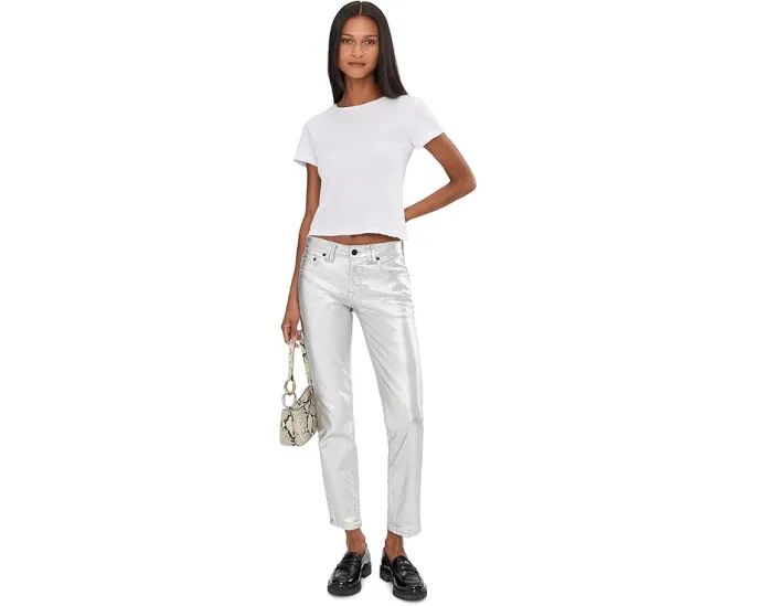Брюки Free People Oracle Metallic с металлическим эффектом и прямым кроем