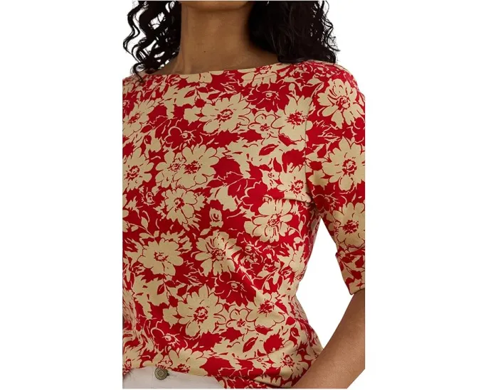 Футболка Lauren Ralph Lauren Plus Size с цветочным принтом и лодочкой