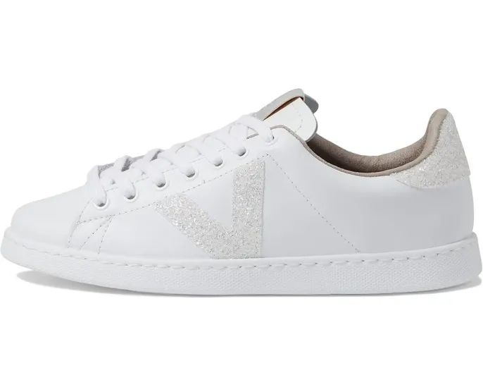 Кроссовки Victoria Tennis Leather & Glitter V с блестками и круглым носком