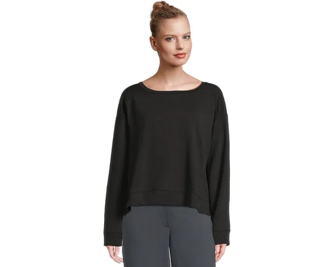 Топ Eileen Fisher из велюра с лодочкой и прямым кроем