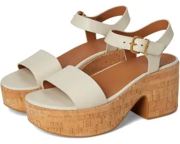 Сандалии FitFlop Platforms Leather/Cork на высоком каблуке-клин с кожаным верхом