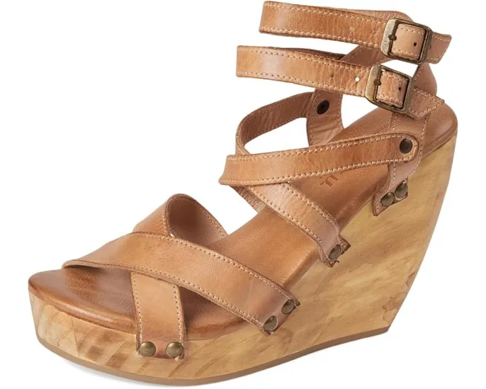 Сандалии Juliana II от Bed Stu на танкетке с ремешками и деревянным каблуком