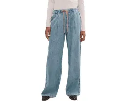 Брюки Lilla P Denim Pants из легкого денима с эластичным поясом на шнурке