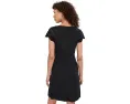 Tommy Bahama платье короткое Darcy Crochet Sleeve из черного плотного трикотажа с кружевными рукавами