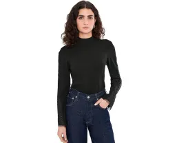 Блуза с высоким воротником и расклешенным рукавом с пайетками Vince Camuto