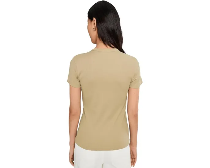 Футболка Lacoste Slim Fit из хлопка с ребристой фактурой и вышитым крокодилом