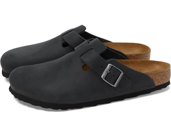 Классические клоги Boston из промасленной кожи с анатомической стелькой Birkenstock