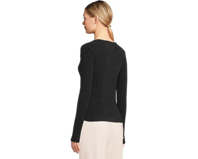 Топ Barefoot Dreams Cozychic Ultra Lite с рифленым краем и круглым вырезом