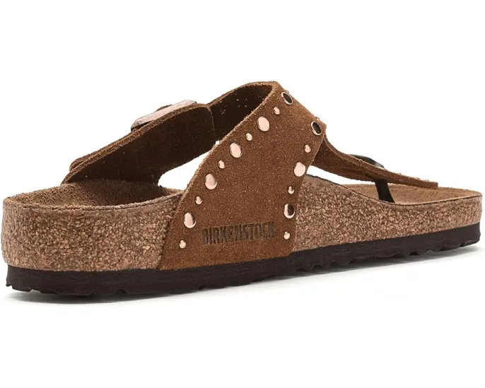 Сандалии Birkenstock Gizeh Rivets из замши с ремешком между пальцами и стелькой из пробки