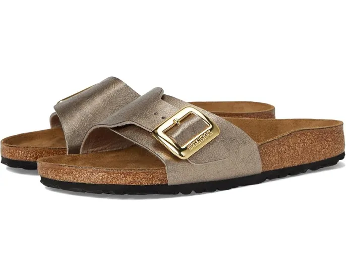 Сандалии Birkenstock Catalina Luxe Buckle с блестящим верхом Birko-Flor и пробковой стелькой