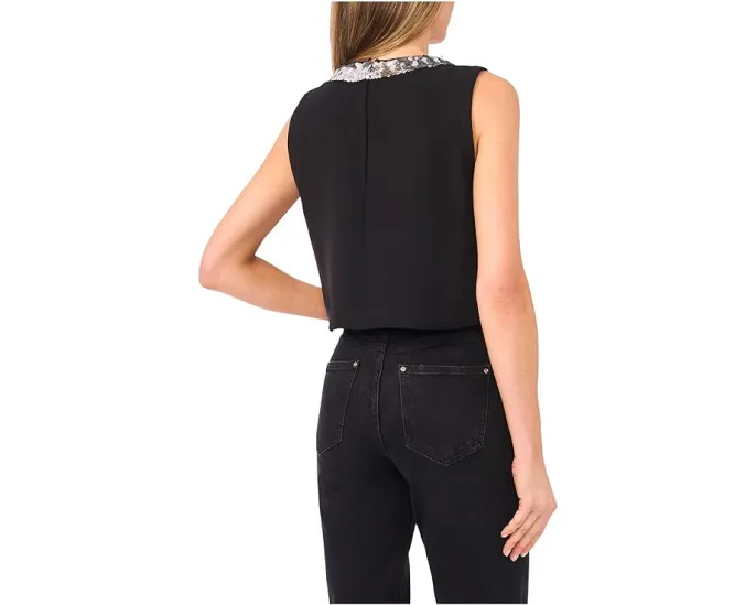 Топ без рукавов CeCe с отделкой из пайеток и потайной молнией