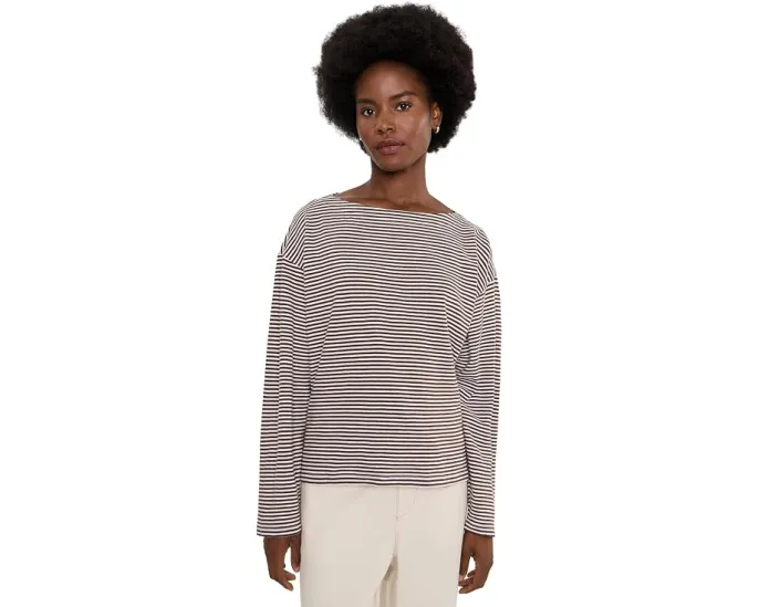 Полосатая блуза Eileen Fisher с лодочкой из органического хлопка