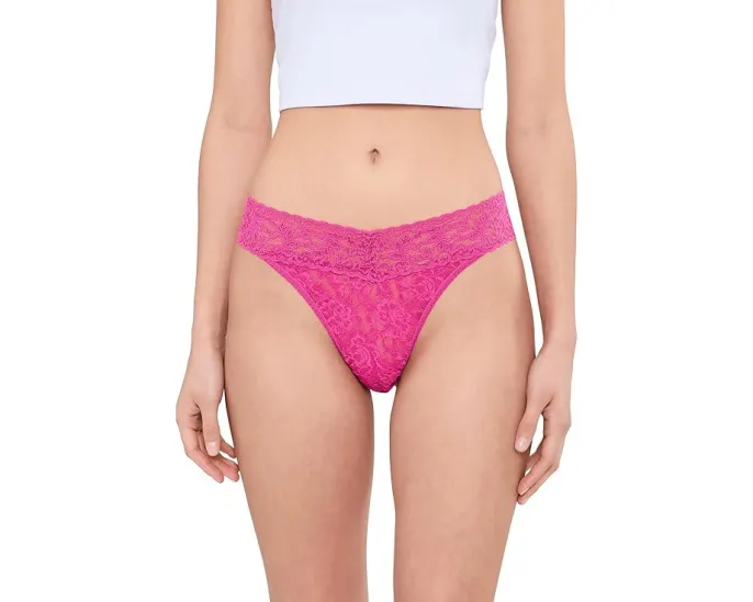Синий набор стрингов Signature Lace Original Rise Thongs 3 Pack Hanky Panky
