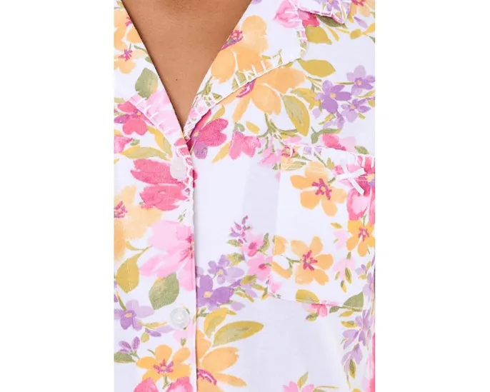Petite Short Sleeve Notch Top & Capri Pajama Set