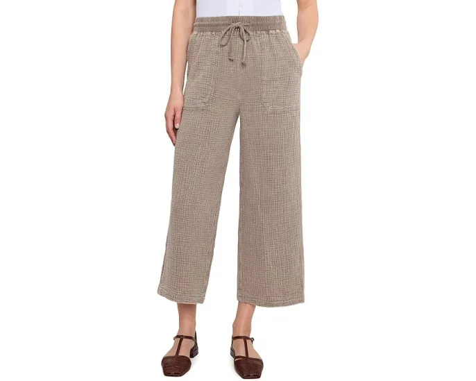 Широкие брюки Splendid Ava из хлопкового газа с эластичным поясом на шнурке