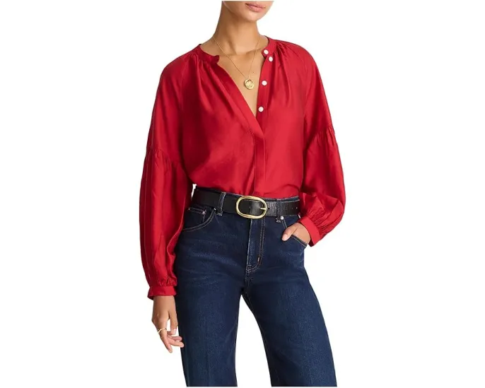 Топ Madewell Germaine с V-образным вырезом и рубашечным кроем