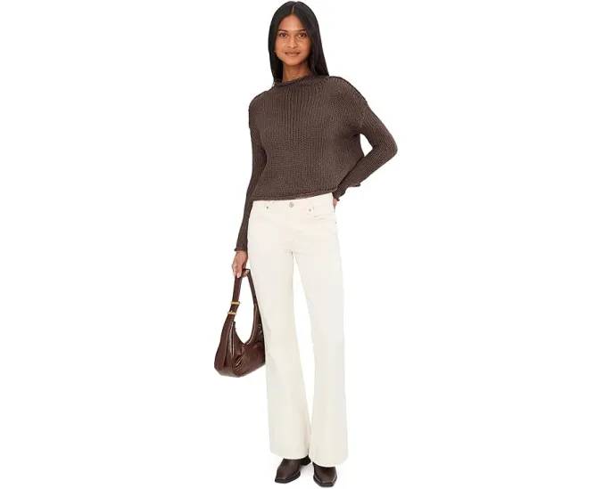 Свитер Free People Opal из хлопка с отворотом на горловине и пониженными плечами