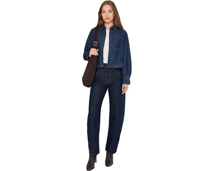 Топ Madewell Long Sleeve Sculptural Sleeve с воротником и объемными рукавами